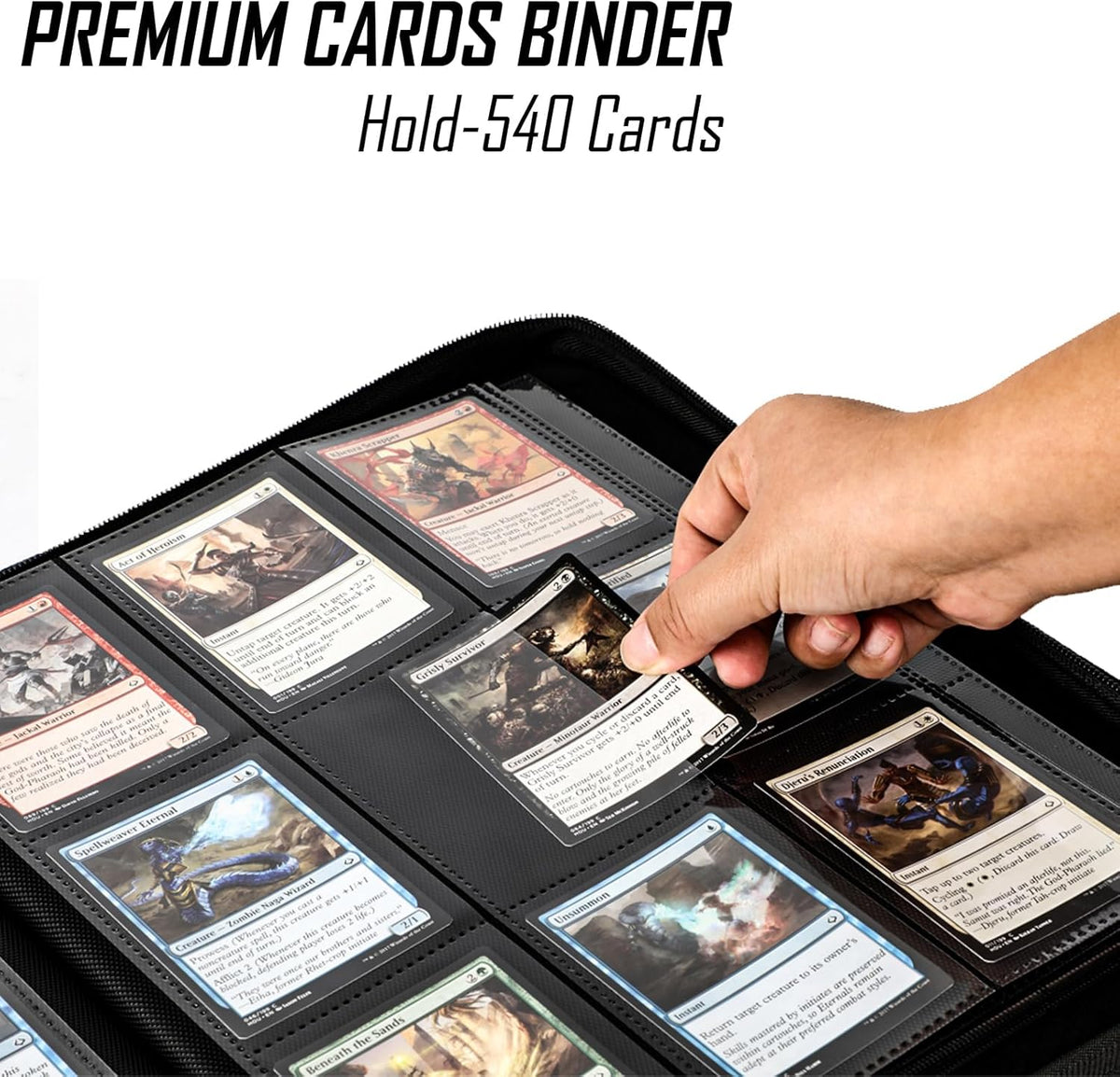 Trading Card Binder - Zipper Binder, Album Hold Up to 540 Game Cards for TCG, MTG, YGO & More