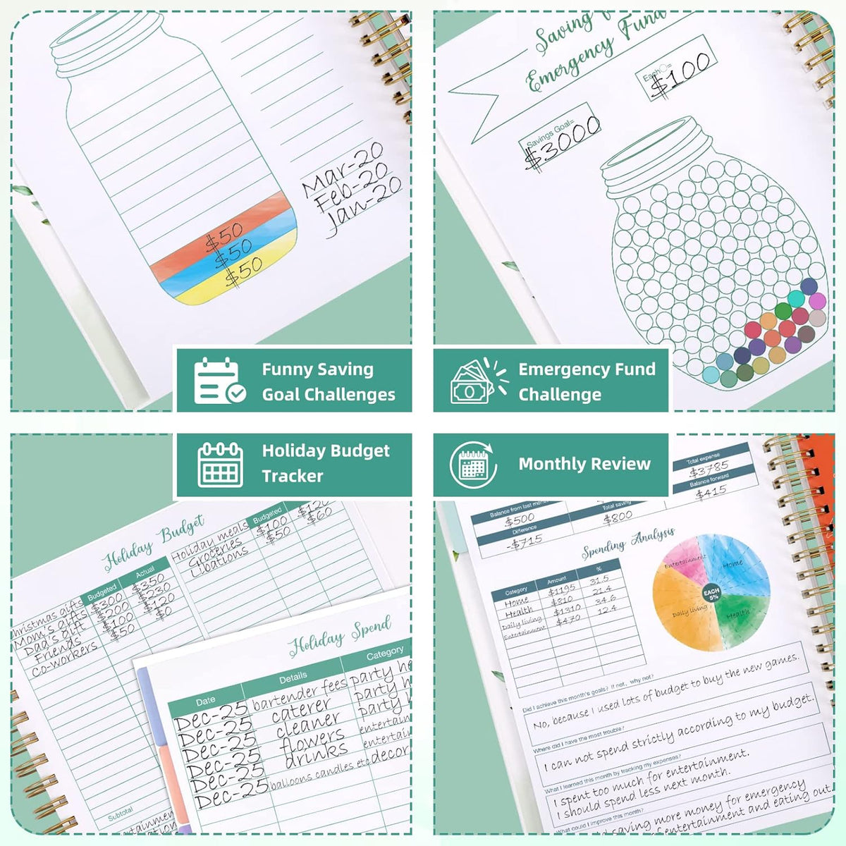 SOLIGT 8.5 x 11 inches Large Budget Planner and Monthly Bill Organizer – Premium Hardcover Budget Book with 12 Pockets for Savings, Debt, Expense Tracking – Budget Tracker with Stickers