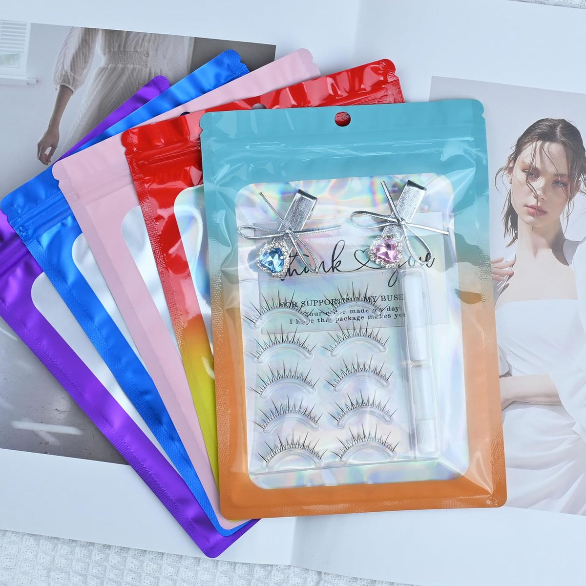 Resealable Mylar Pouch Bag Great for Office Home Party Favor Food Storage (100PCS, Blue and Orange Color, 4 x 6 inch)