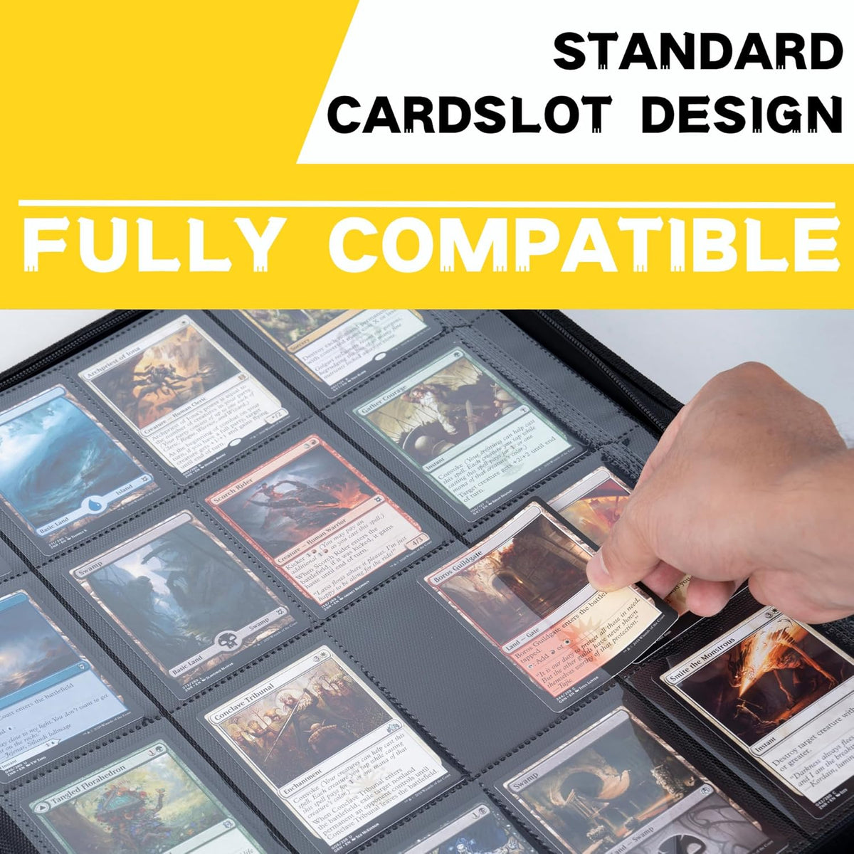 1600+ Pockets Trading Card Binder, 16-Pocket Card Ablum Compatible with MTG,Sports Cards & Other Standard Size Trading Card (BLACK)