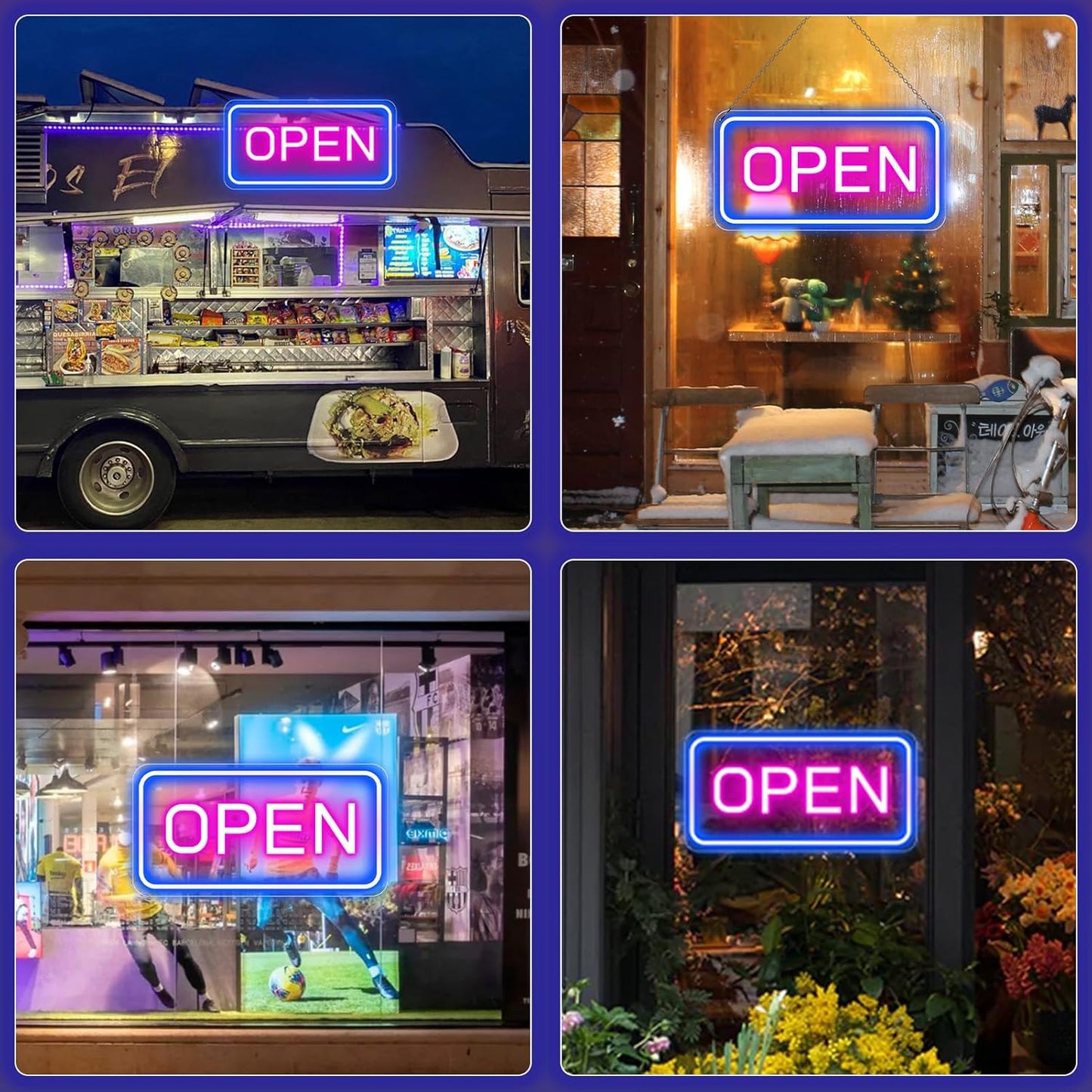 Neon Open Signs for Business, 16''x 9'' LED Open Sign, Super Bright Open Neon Sign (Blue&Pink), with ON/OFF Switch & Adapter, Neon Light Up Sign for Window Party Wall Bars Coffee Club Hotel