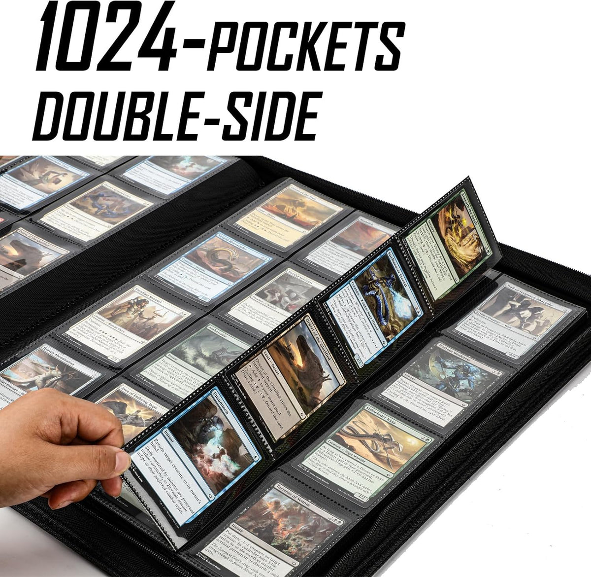 Premium-SV 1024 Pockets Card Binder,Label Design,16 Pocket Trading Card Zipper Binder, Ringless Side Loading Trading Card Album, Folder for TCG,MTG,Sports other Cards -Red