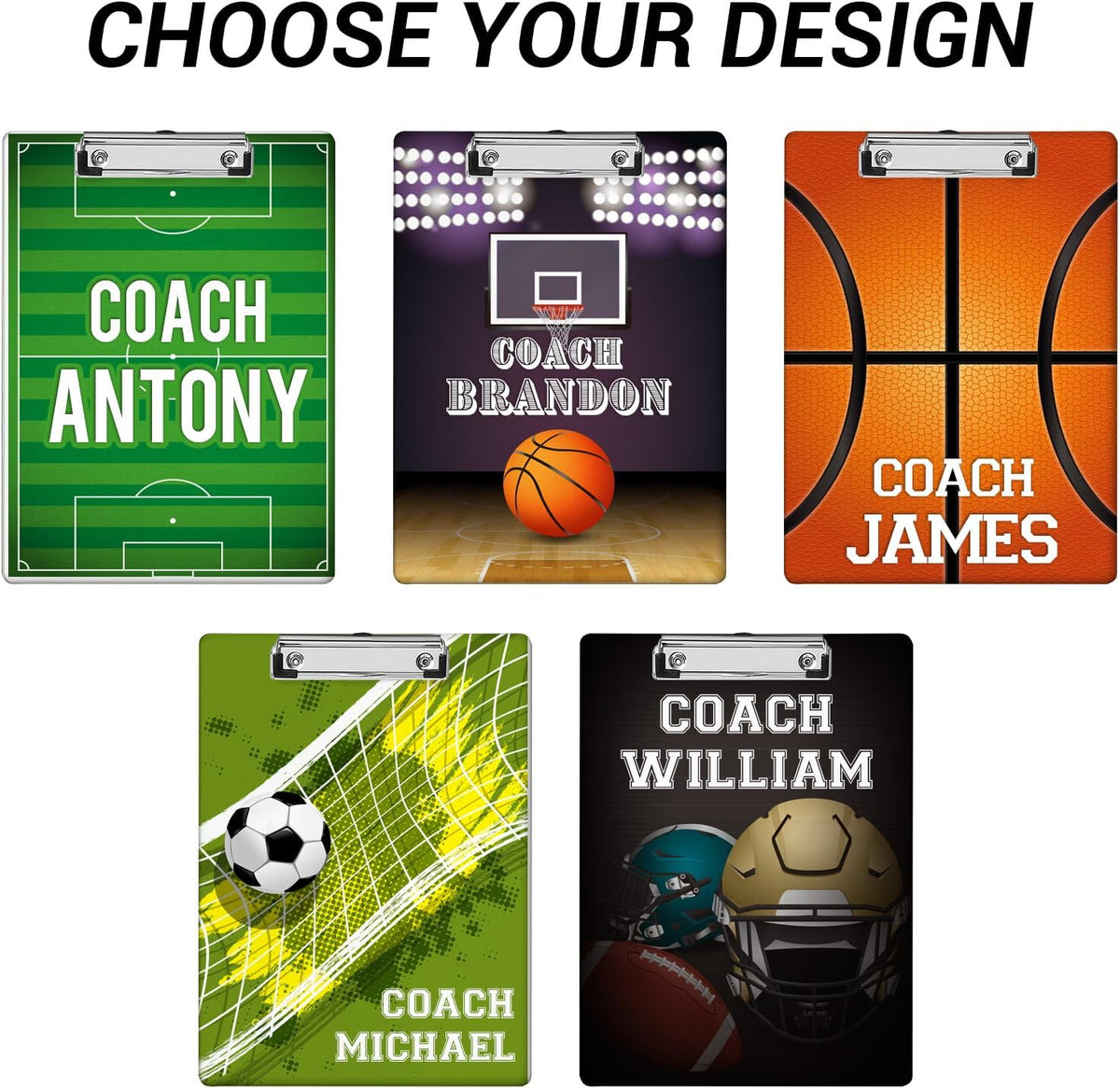 Custom Acrylic Coach Clipboard with Name Photo Logo Personalized Clipboard for Kids Boys Women Men Custom Basketball Football Clipboards for Coaches