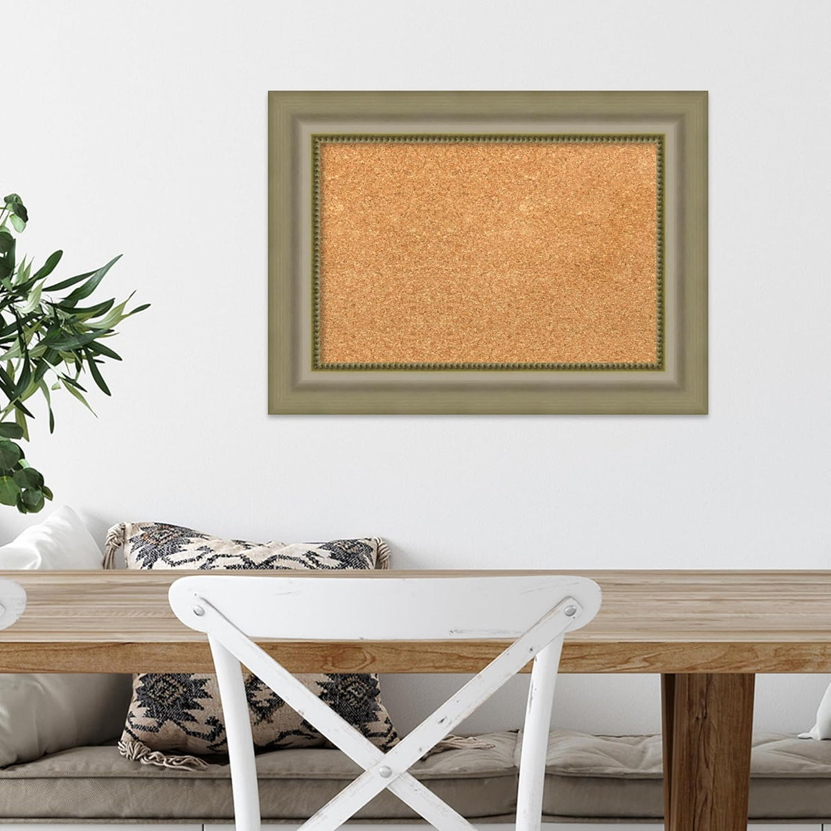 Amanti Art Natural Cork Board for Wall, 17x23 Vision Board with Silver Wood Frame, Small Corkboard Office Decor for Home Organization, Traditional Corkboard Pinboard to Display Items for Home