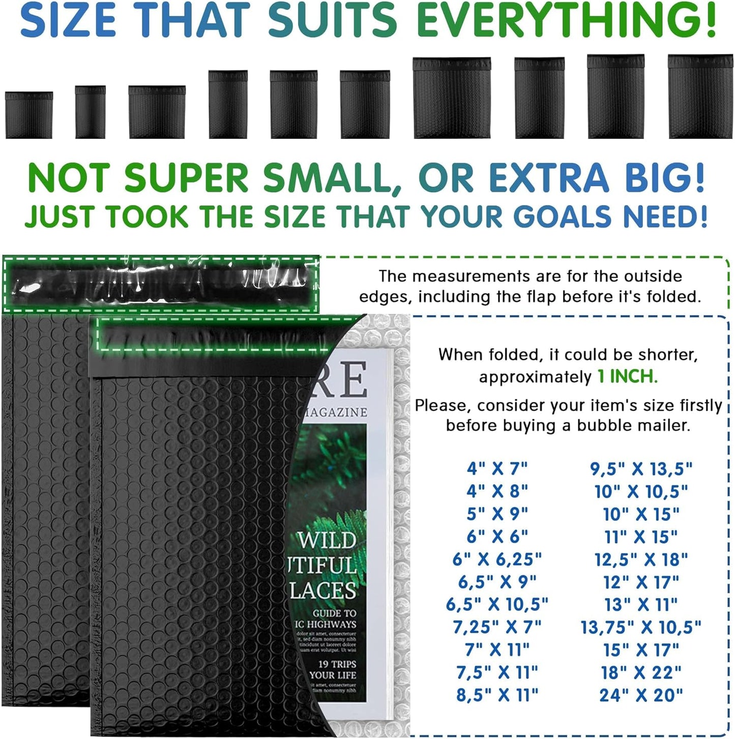 Black Poly Bubble Mailers 9.5 x 13.5 Inch. Pack of 100 Padded Envelopes Waterproof. Self Seal Padded Mailers with Durable Seams. Lightweight Padded Shipping Envelopes for Mailing Fragile Things