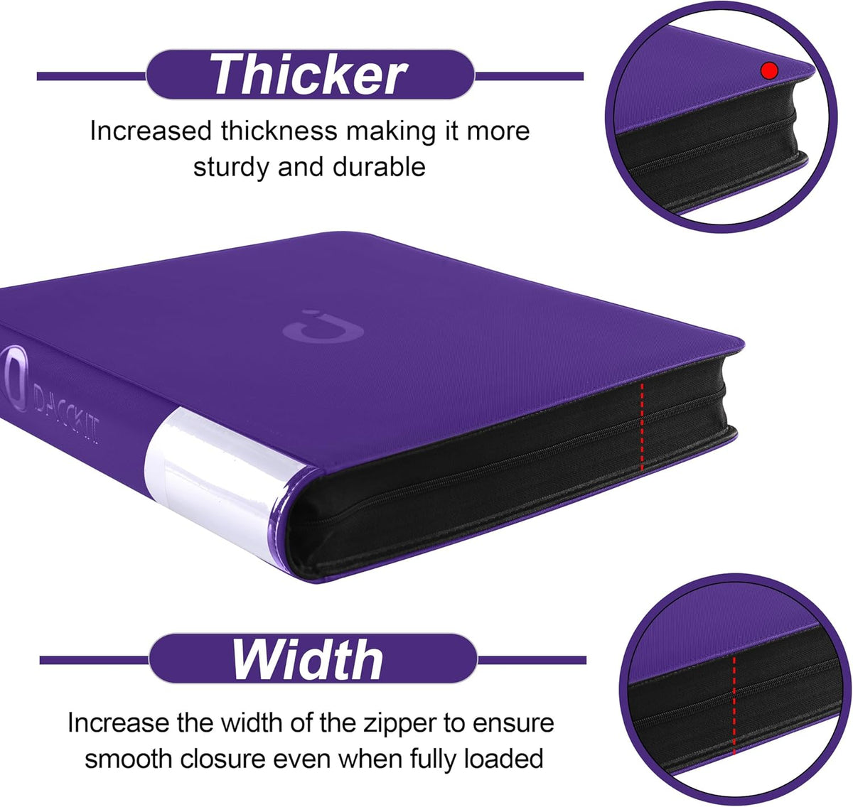 Premium Card Binder 16 Pocket - Fits 1600 Cards，4X4 Ringless Card Album with Sleeves for Trading Cards & Sports Cards（Model C，Classic Purple）