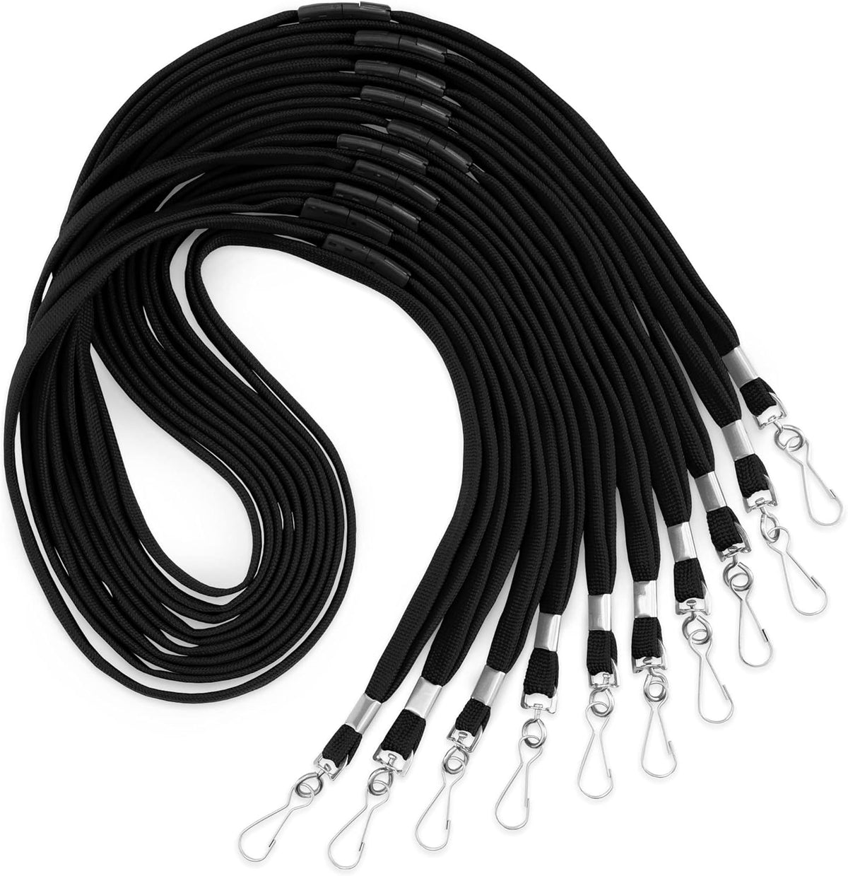 MIFFLIN-USA Flat Breakaway Safety Lanyard for ID Badges (Black, 36 Inch, 25 Pack), Soft Woven Neck Line