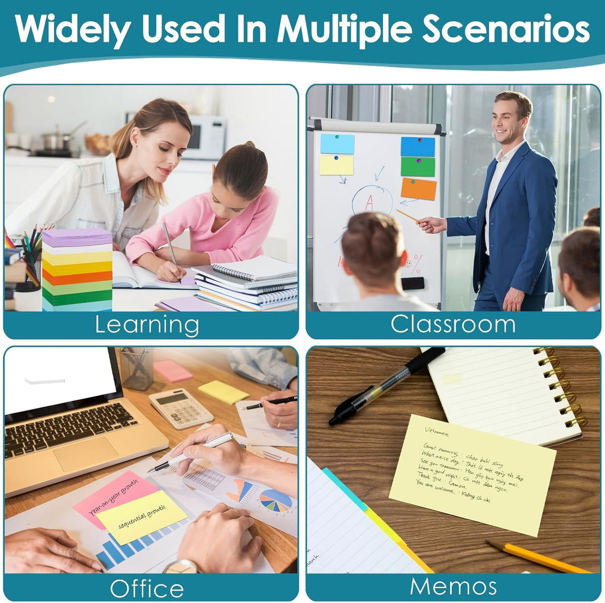 2000 PCS Blank Index Cards 3x5 Inch Colored Flash Cards Study Cards Flashcards Note Cards for Learning School Supply College Office, 10 Colors