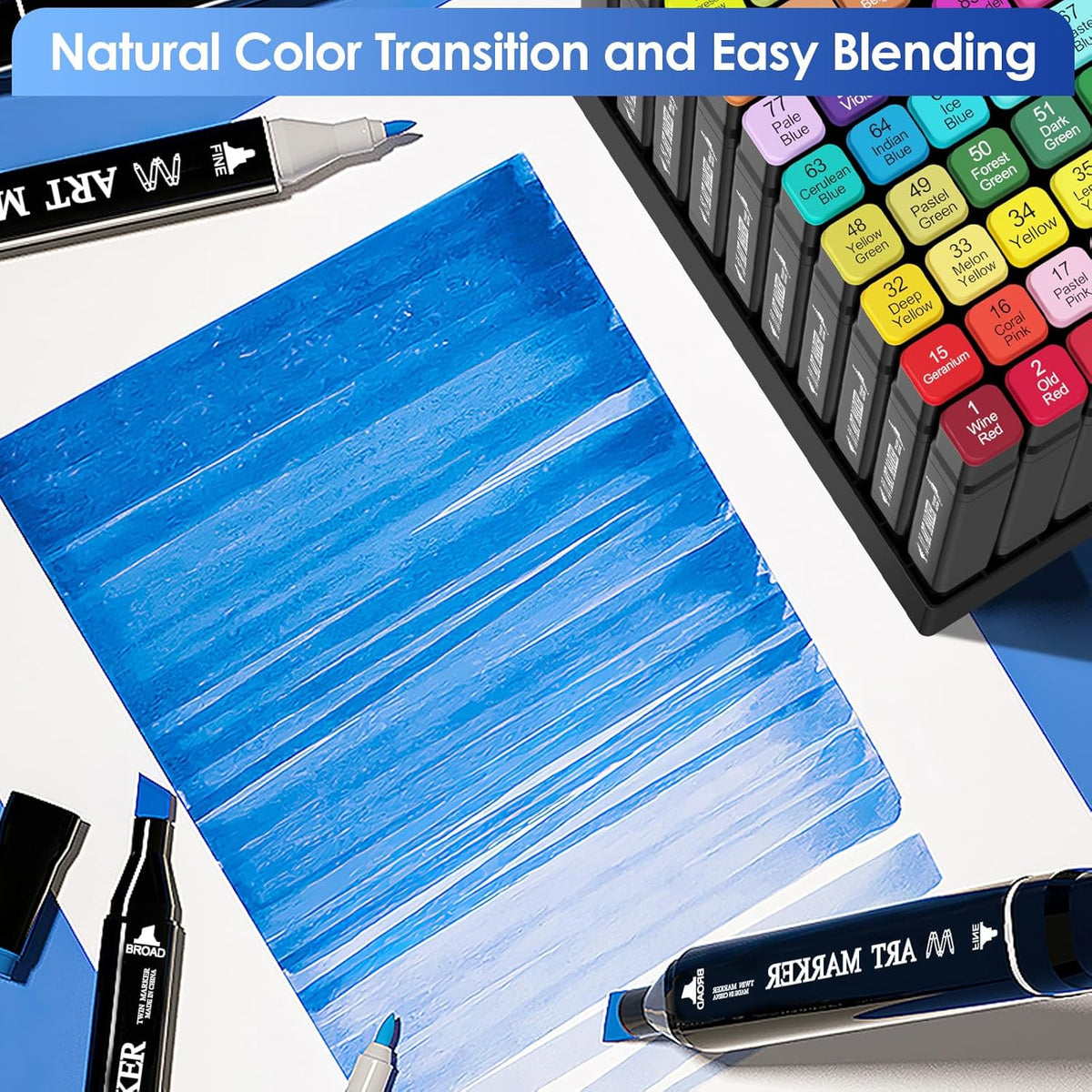 Banral 140 Colors Alcohol Markers Set, Dual Tip Alcohol Based Art Marker for Artists Kids Adult Coloring, Permanent Illustration Sketch Pens for Drawing with Case and Holders
