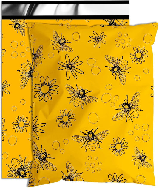 Bees Poly Mailer 12x15.5 Inch 50 Pcs, Waterproof Shipping Bags for Clothing, Tear-Resistant Mailier Bags, Strong Mailing Bags with Self-Seal