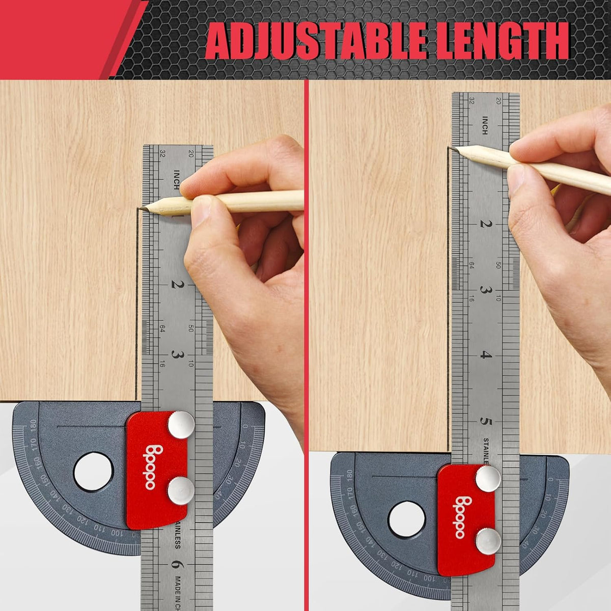 Upgrade Stainless Steel Angle Protractor– Precision 0°-180°Angle Finder for Marking Angle,Straight Line Scribe, Woodworking Angle Measuring Tools, Ruler Included