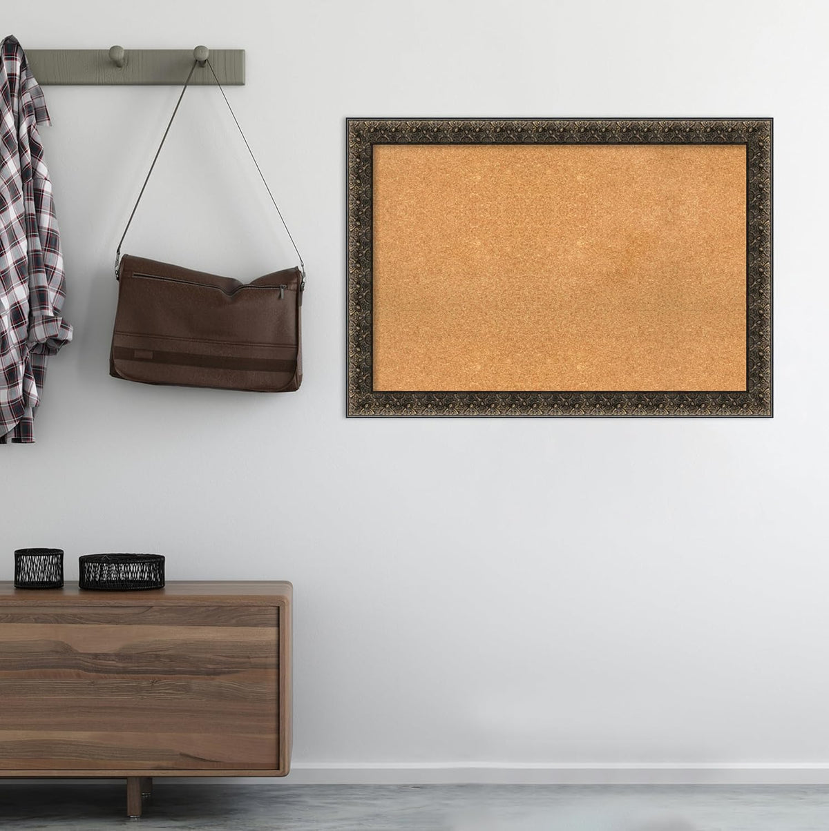 Amanti Art Natural Cork Board for Wall, 29x41 Vision Board with Black Wood Frame, Large Corkboard Office Decor for Home Organization, Traditional Corkboard Pinboard to display items for home