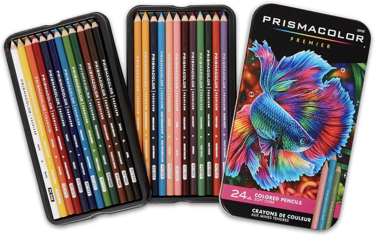 Prismacolor Premier Colored Pencils, Soft Core, Perfect for Sketching, Drawing, Art, Coloring, Assorted, 24 Count