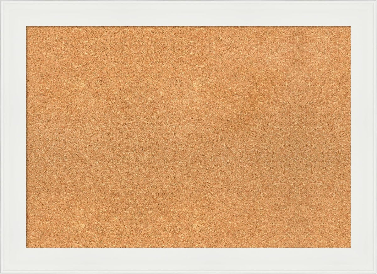 Amanti Art Natural Cork Board for Wall, 21x29 Vision Board with White Frame, Medium Corkboard Office Decor for Home Organization, Casual Corkboard Pinboard to Display Items for Home Organization in