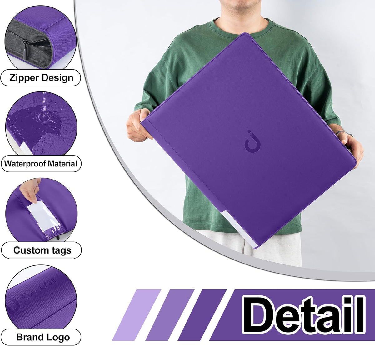 Premium Card Binder 16 Pocket - Fits 1600 Cards，4X4 Ringless Card Album with Sleeves for Trading Cards & Sports Cards（Model C，Classic Purple）