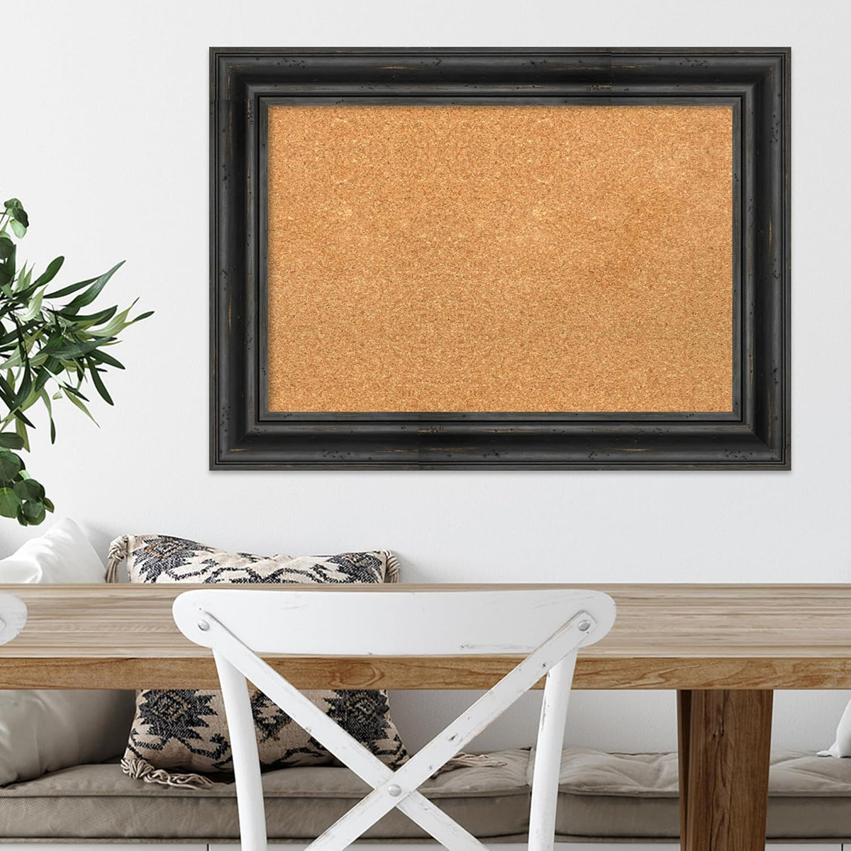 Amanti Art Natural Cork Board for Wall, 21x29 Vision Board with Black Wood Frame, Medium Corkboard Office Decor for Home Organization, Country Rustic Corkboard Pinboard to Display Items for Home