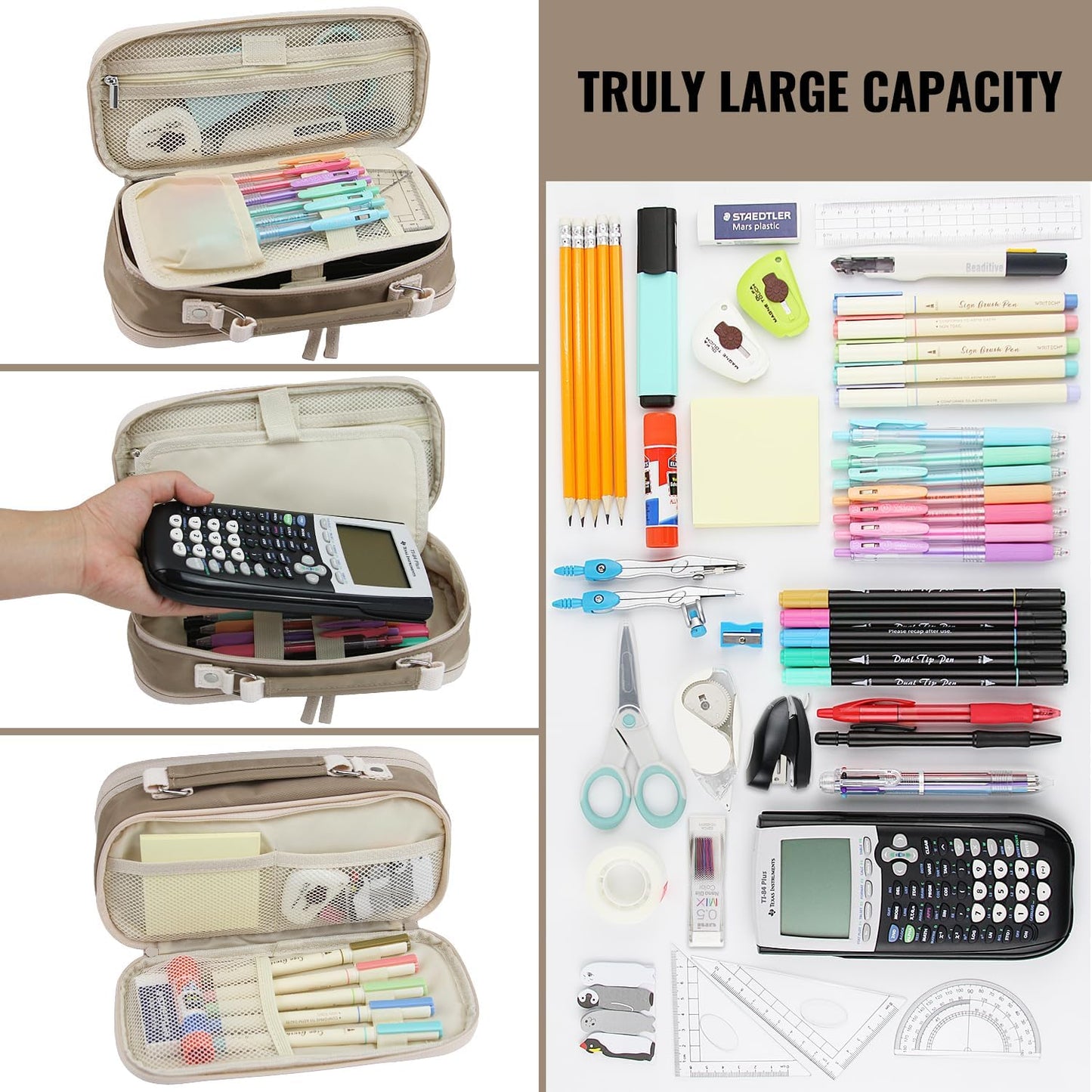 Pencil Case, Large Capacity Pencil Case Organizer; Double Zipper Storage Bag; Big Pencil Pouch for College School Office Teen Girl Boy Men Women Adult
