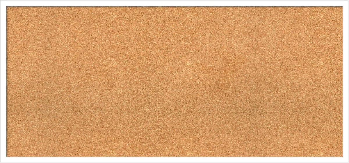 Amanti Art Natural Cork Board for Wall, 21x45 Vision Board with White Frame, Oversize Corkboard Office Decor for Home Organization, Modern Corkboard Pinboard to Display Items for Home Organization in