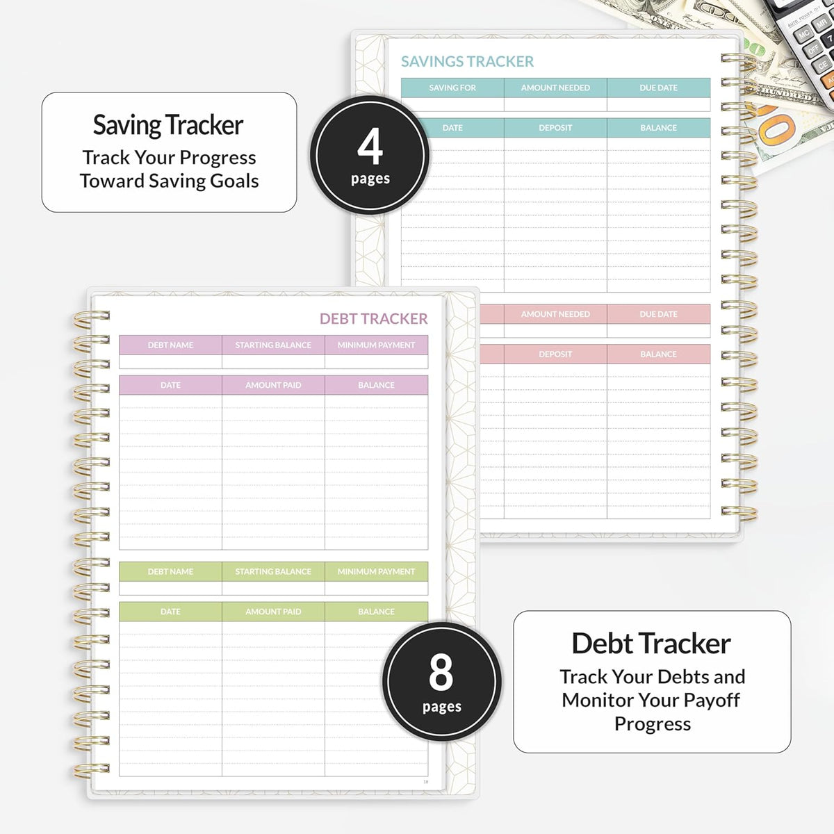 SUNEE Budget Planner - Deluxe Monthly Budget Book with 12-Pockets for Bill Organizer, Undated 12 Month Expense Tracker Notebook & Account Book B5 Size (8" x 10") to Manage Your Finance Planner, Blue