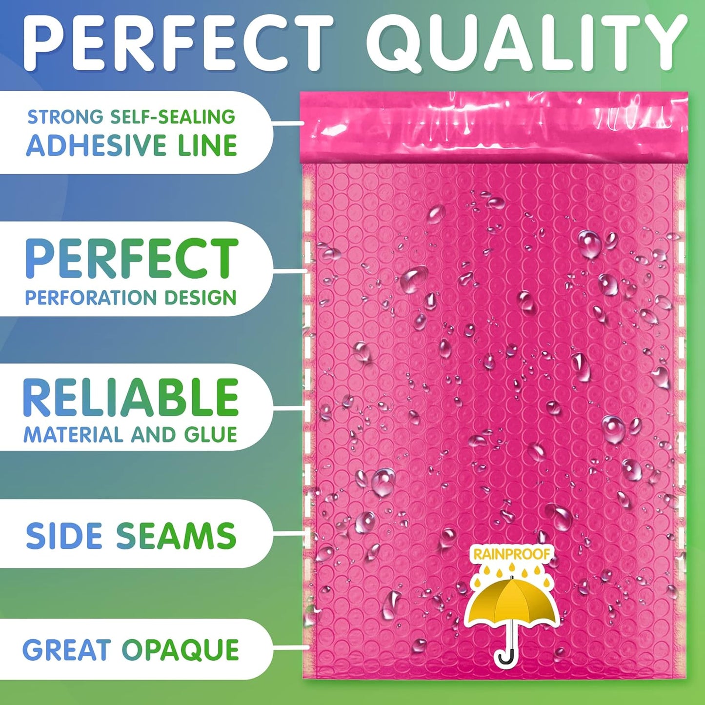 Pink Poly Bubble Mailers Self Seal, 8.5 x 11 Inch. Pack of 300 Bubble Packaging Envelopes for Shipping. Durable Padded Envelopes Waterproof. Self Seal Padded Mailers. Shipping Packages