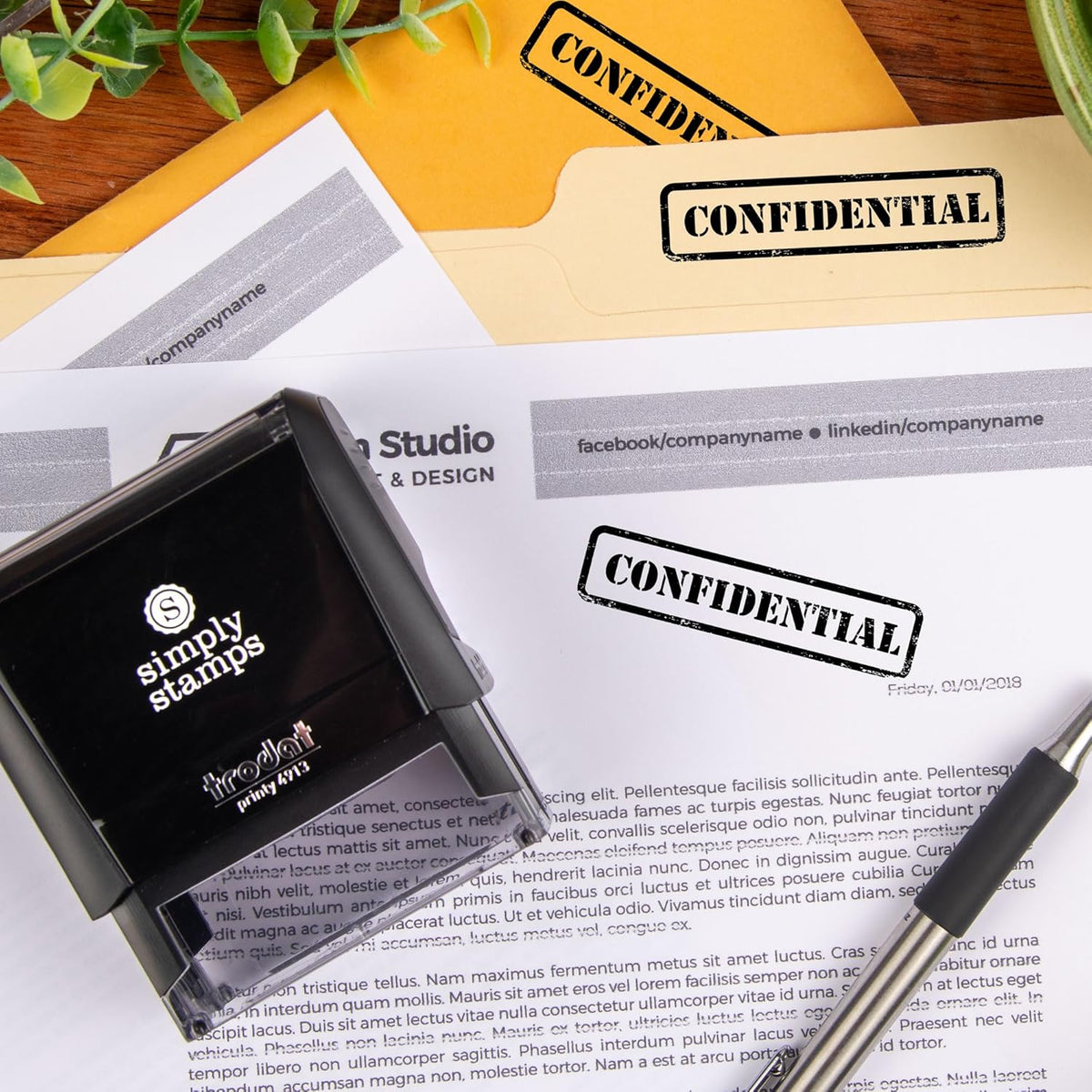 Confidential Office Stamp | 4 Different Sizes | 20 Designs | Multiple Color Options | Perfect for Quick Validation of Office Documents (Confidential, Large)