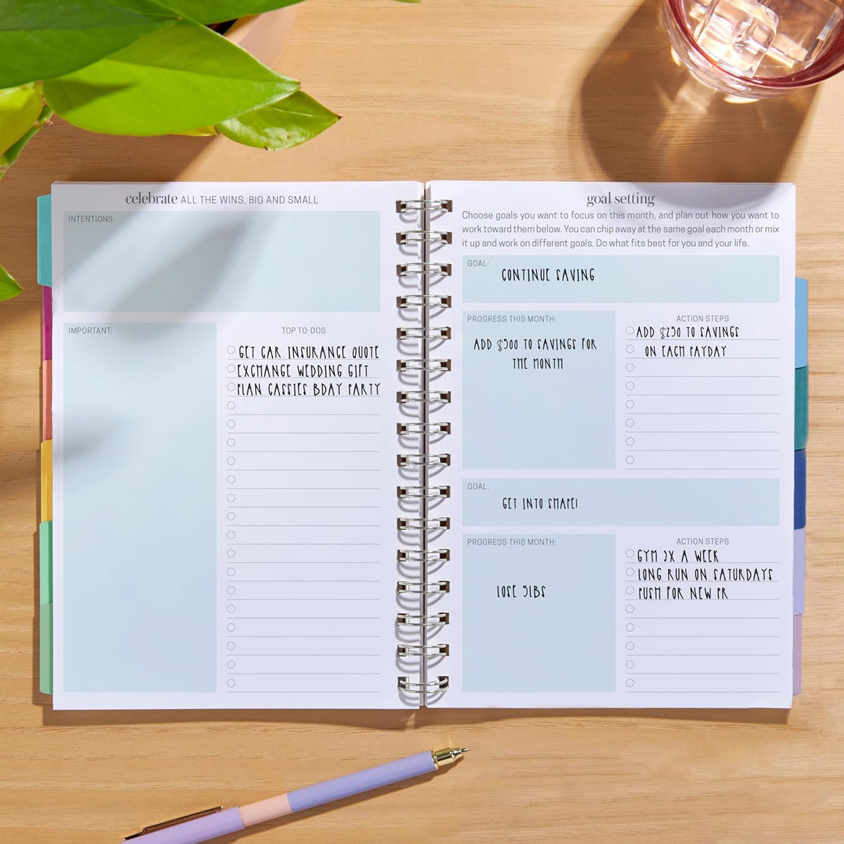 Inspired by Erin Condren A5 Undated Planner, Spiral Bound Daily & Weekly Planner with Monthly Tabs, Portable Organizer for Productivity, Goal Setting, Includes Sticker Sheets, Colorful Stripes Design