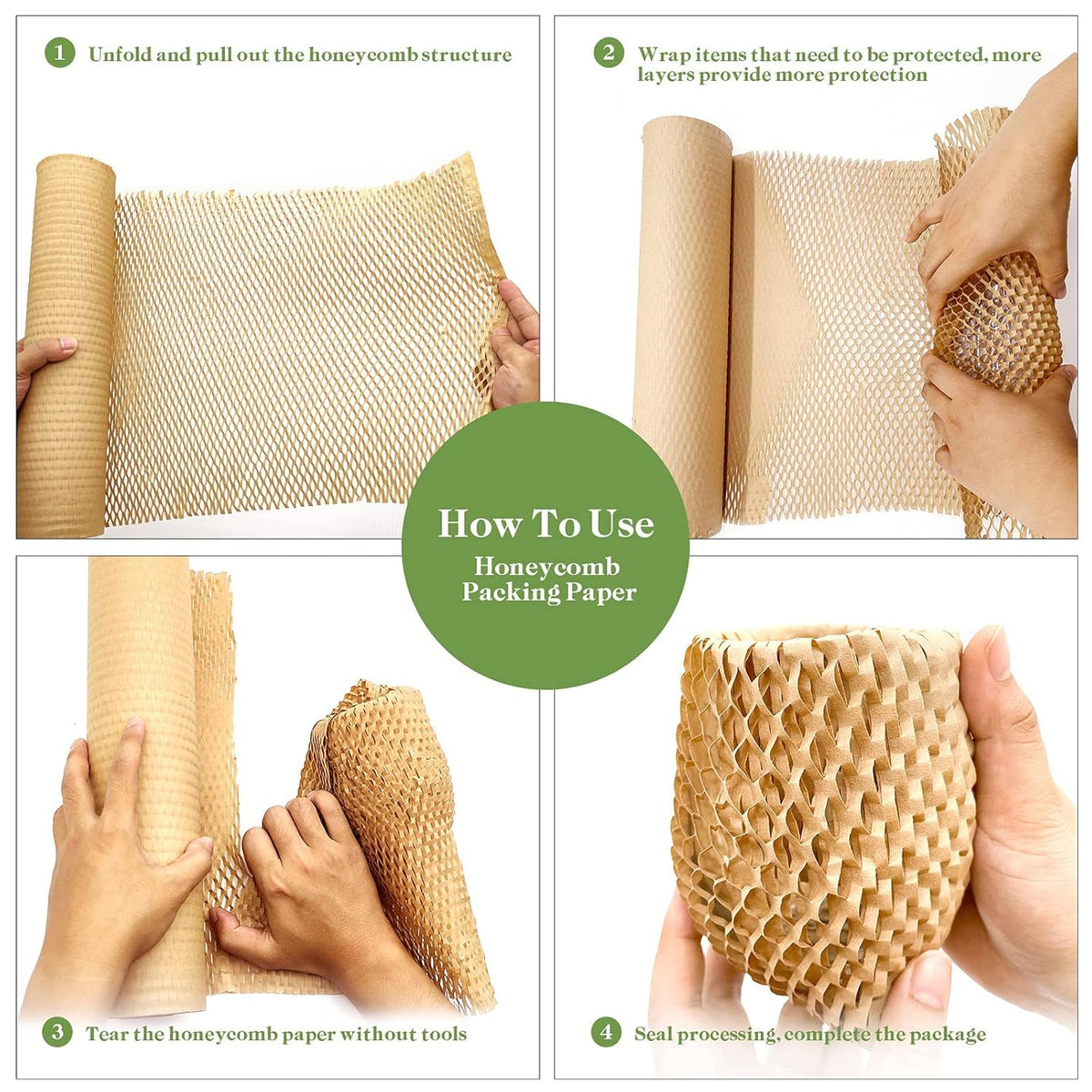 Honeycomb Packing Paper, 12" x 164' Honeycomb Cushioning Wrap Roll for Moving Shipping Packaging Gifts, Recyclable Honeycomb Paper Moving Supplies Bubble Paper Wrapping Protective Roll Khaki