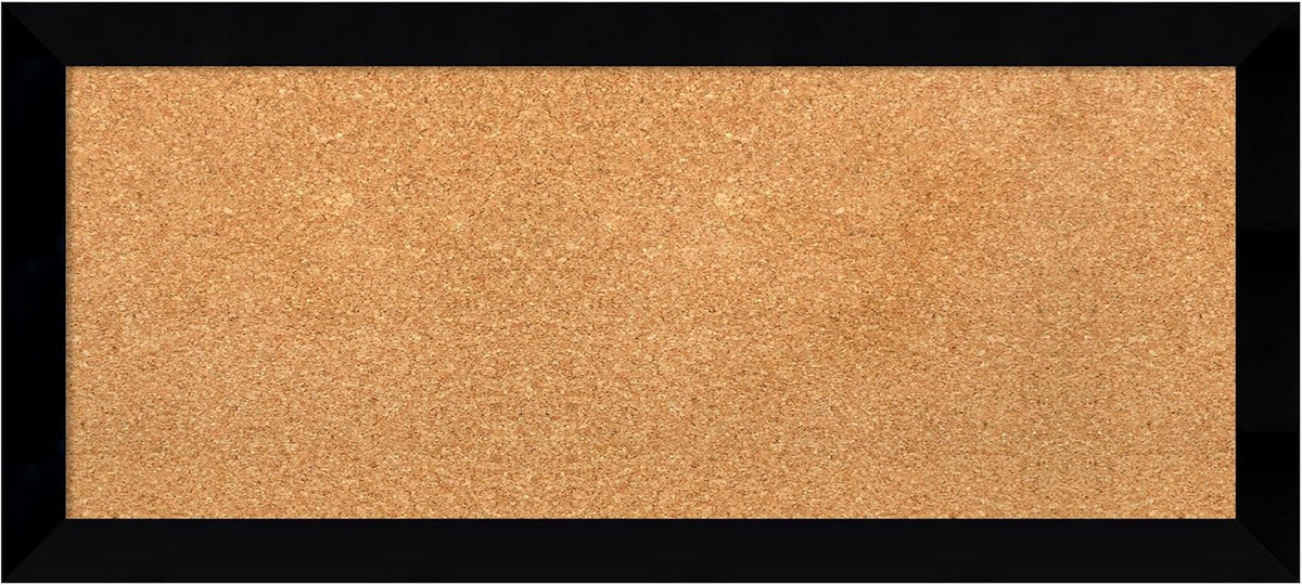 Amanti Art Natural Cork Board for Wall, 15x33 Vision Board with Black Wood Frame, Medium Corkboard Office Decor for Home Organization, Modern Contemporary Corkboard Pinboard to display items for home