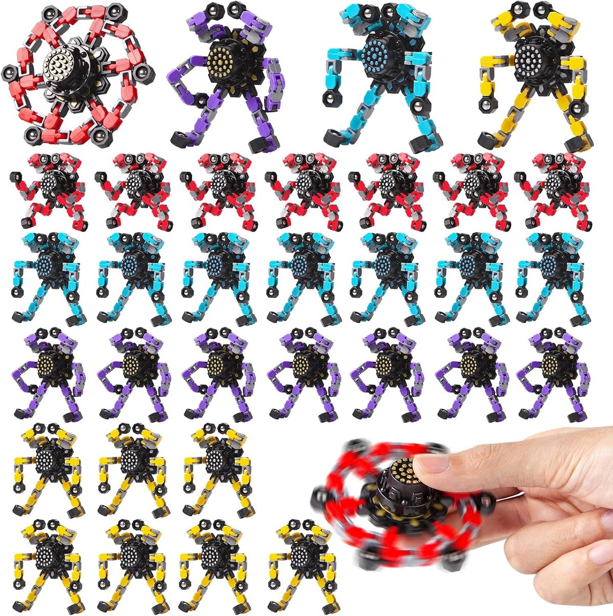 Transformable Fidget Spinners 32 Pcs for Kids and Adults Stress Relief Sensory Toys for Boys and Girls Fidget Toy Classroom Party Favors for Kids 4-8 8-12, Goodie Bag Stocking Stuffers Gifts