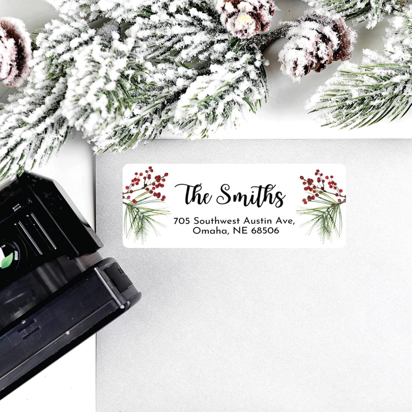 Personalized Christmas Return Address Labels - Custom Holiday Return Address Labels, Set of 120 Self Adhesive Mailing Rectangle Personalized Name Stickers (Pattern 1)
