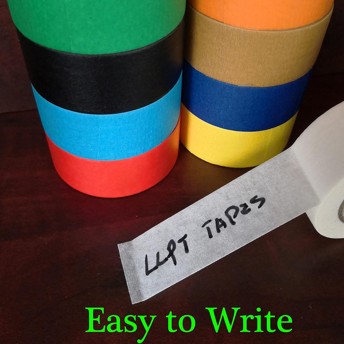 LLPT Colored Masking Tape 12 Rolls Colorful Craft Tape Total 552 Feet x 3/4" Vibrant Rainbow Colors Painters Tape for Decorative Arts Crafts Paint Color Coding Labeling (PT1912)