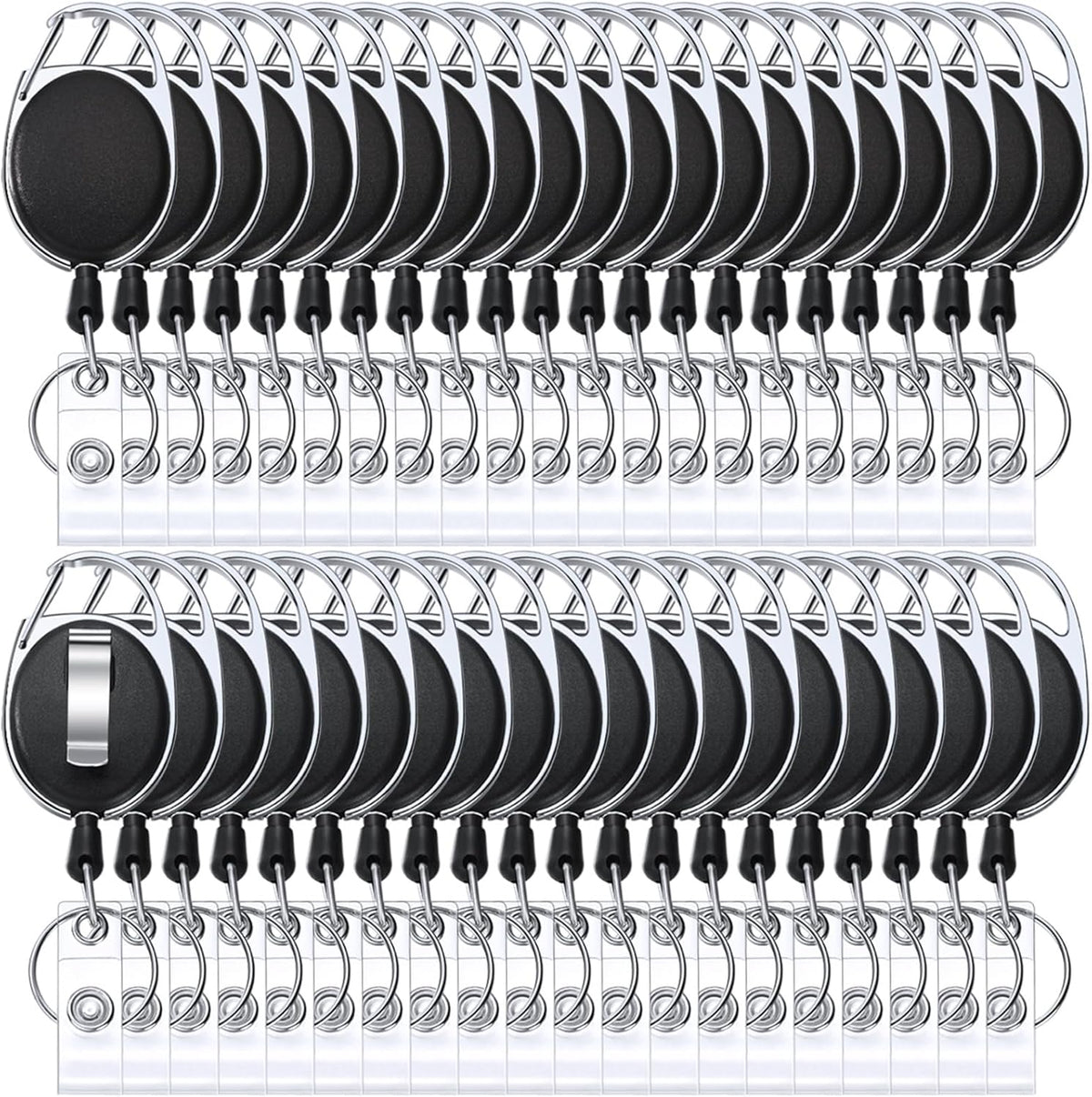 Honoson 40 Pcs Heavy Duty Retractable Badge Reels Batch ID Badge Holder Retractable Clip Bulk Key Holder with Ring for Office Worker Employee, Doctor Nurse Gifts (Black)