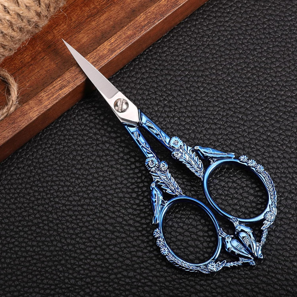 Embroidery Scissors, Small Sharp Pointed Detail Shears for DIY Craft Needlework Yarn Sewing Cross Stitch Thread Cutting Handicraft Tool, 4.6in Blue Little Bird