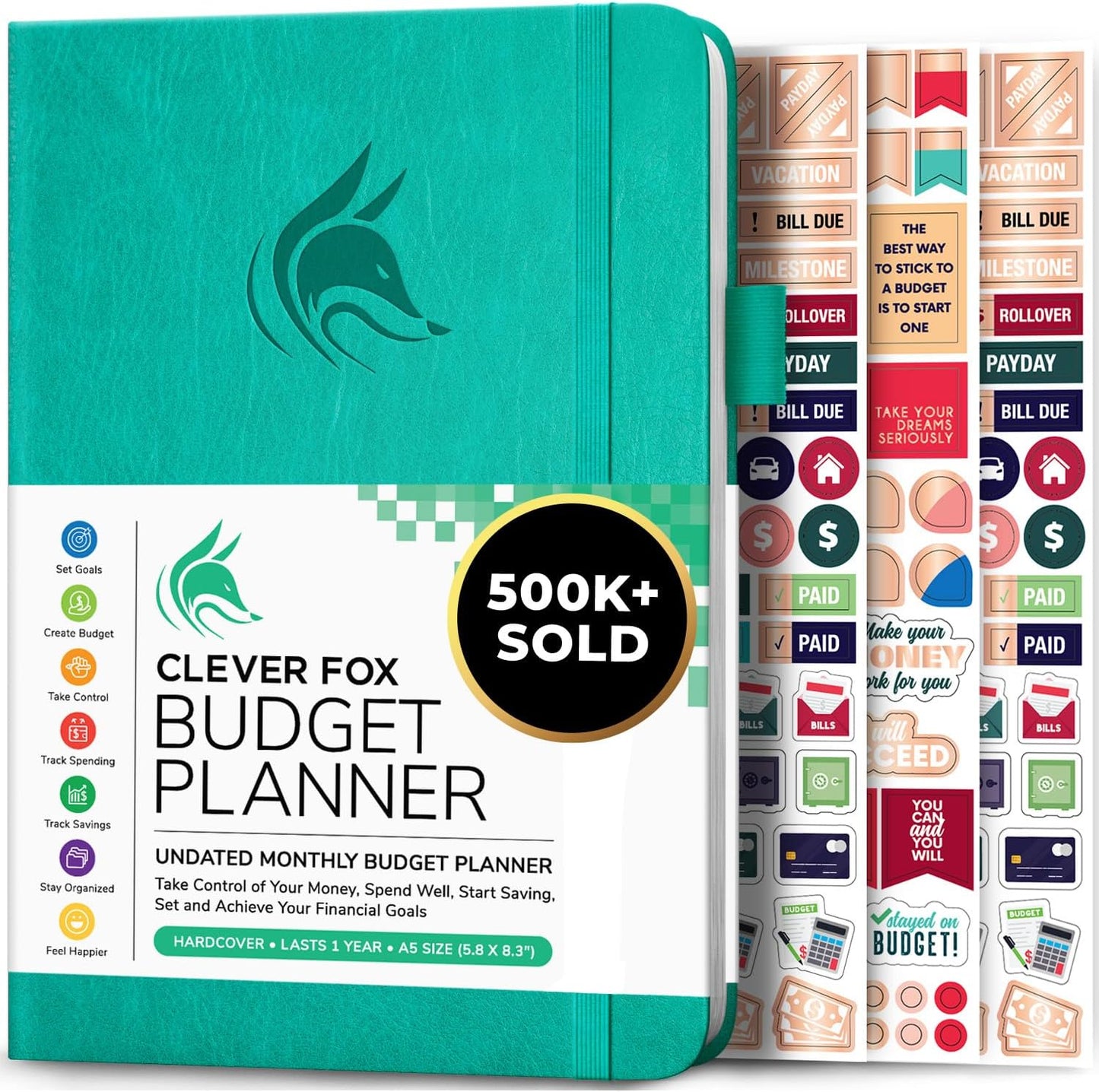 Clever Fox Budget Planner - Expense Tracker Notebook. Monthly Budgeting Organizer, Finance Logbook & Accounts Book, Bill Tracker, A5 (Aquamarine)