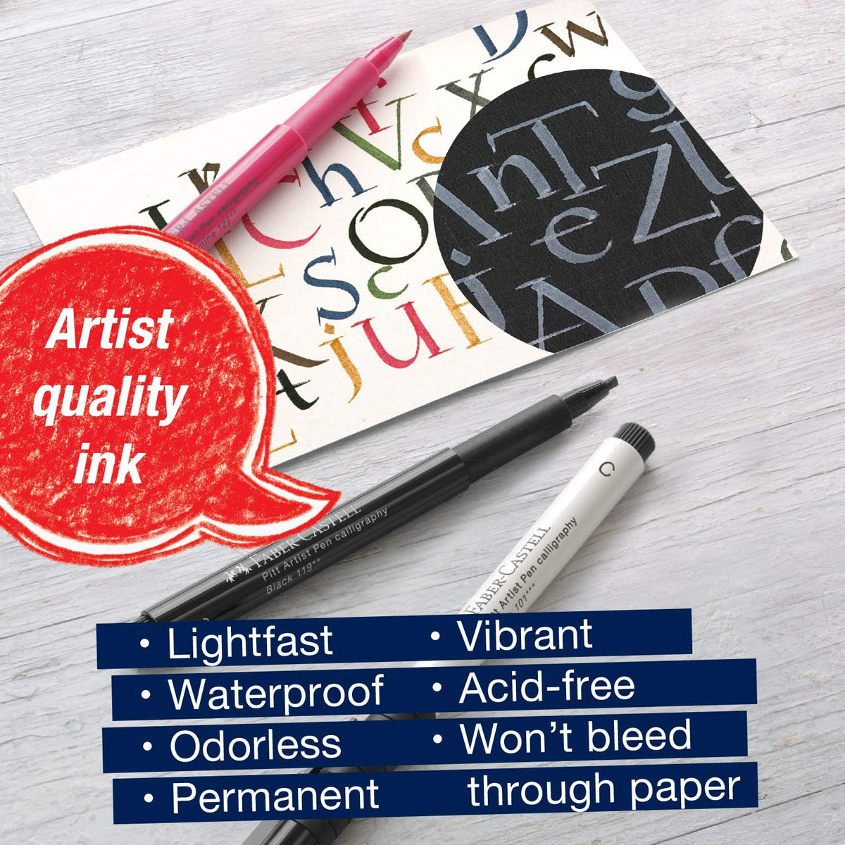 Faber-Castell Calligraphy Pitt Artist Pen Set - Multi Colored Calligraphy Pens (6 Count)