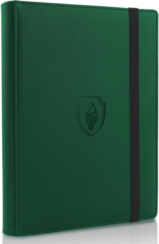 Trading Card Binder 9 Pocket, Fabmaker PU Cover Card Collection Binder for 360 Cards, Premium Card Book, Sturdy Card Holder Folders, Card Album for YuGiOh, MTG, TCG, Game & Sports Cards, Dark Green
