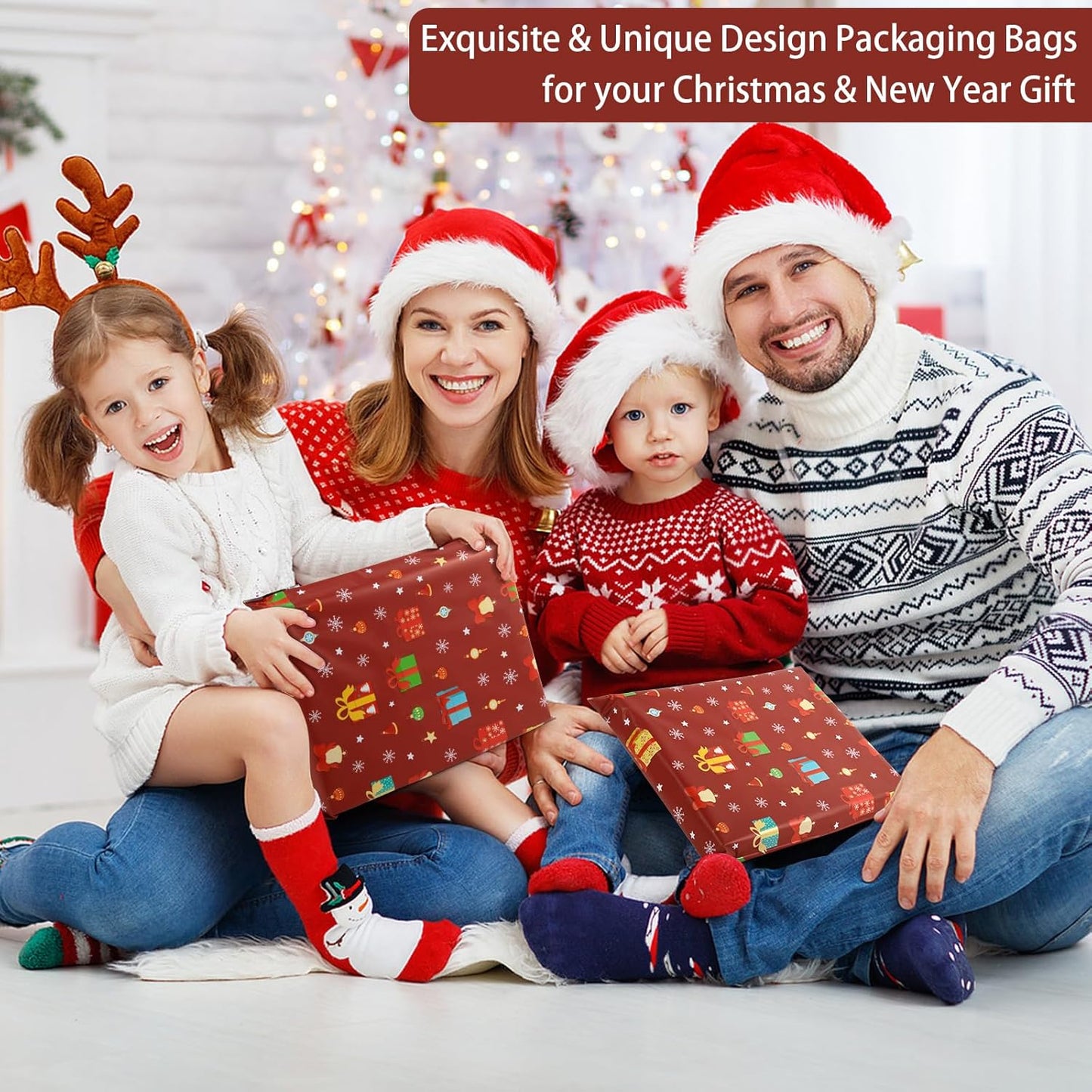Oududianzi Christmas Poly Mailers 6x9, 100Pack Christmas Shipping Bags, Mailing Bags, Christmas Mailers Poly Bags for Shipping, Holiday Polymailer Packaging Bags for Christmas Gift