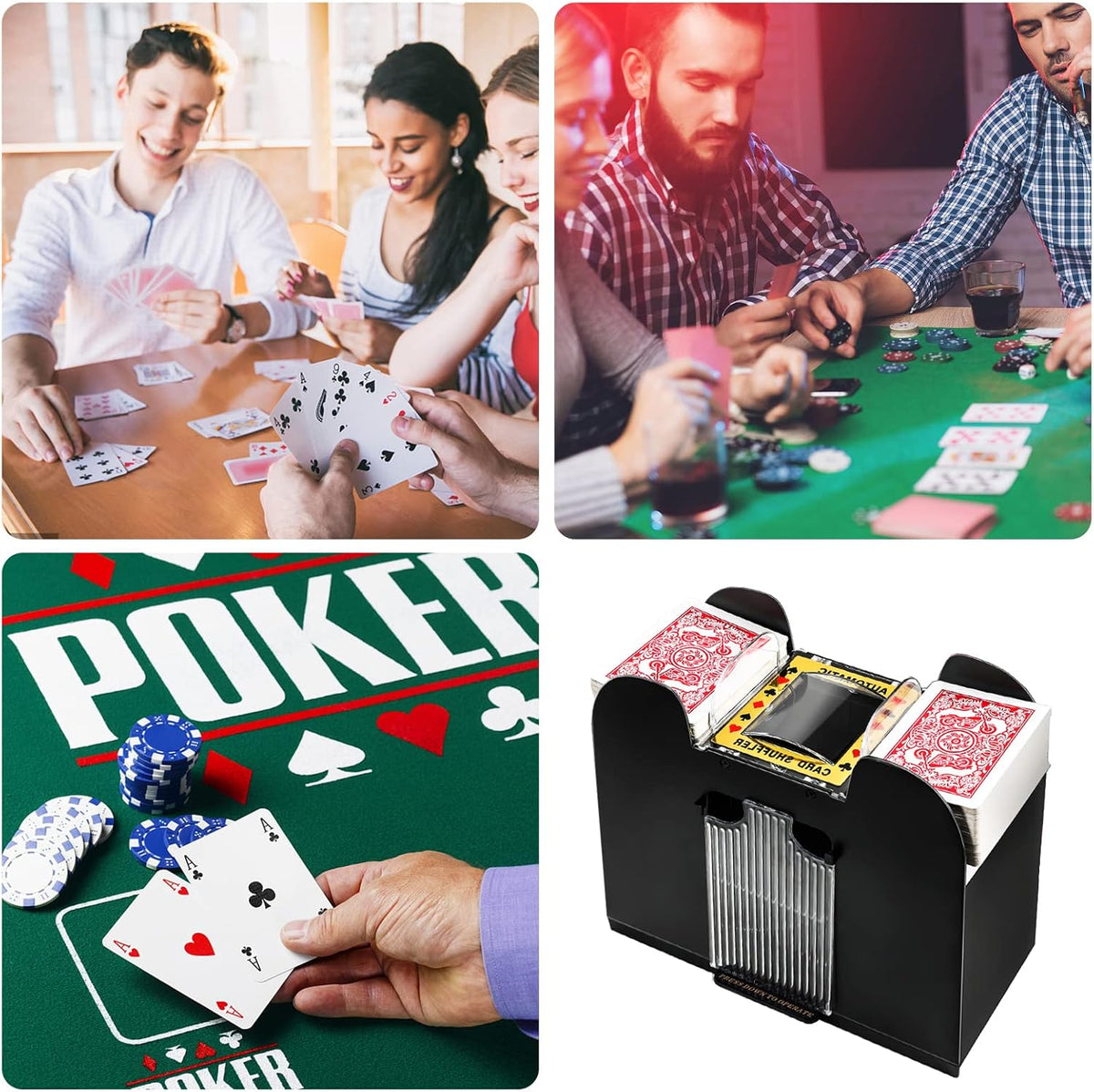 Unniweei Automatic Card Shuffler, Battery-Operated Electric Shuffler, Casino Card Game for Poker, Home Card Game, UNO, Phase10, Texas Hold'em, Blackjack, Home Party Club Game