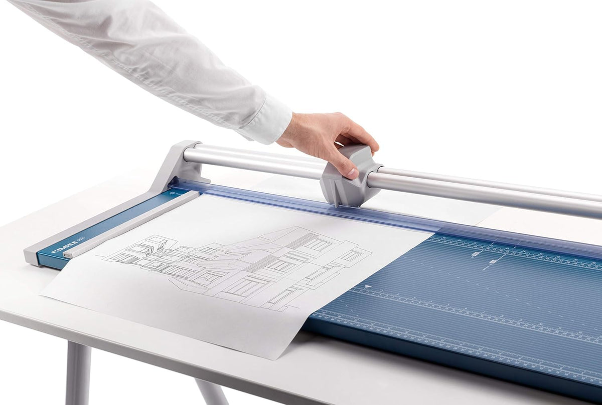 Dahle 558 Professional Rotary Trimmer, 51" Cut Length, 12 Sheet Capacity, Self-Sharpening, Dual Guide Bar, Automatic Clamp, German Engineered Paper Cutter