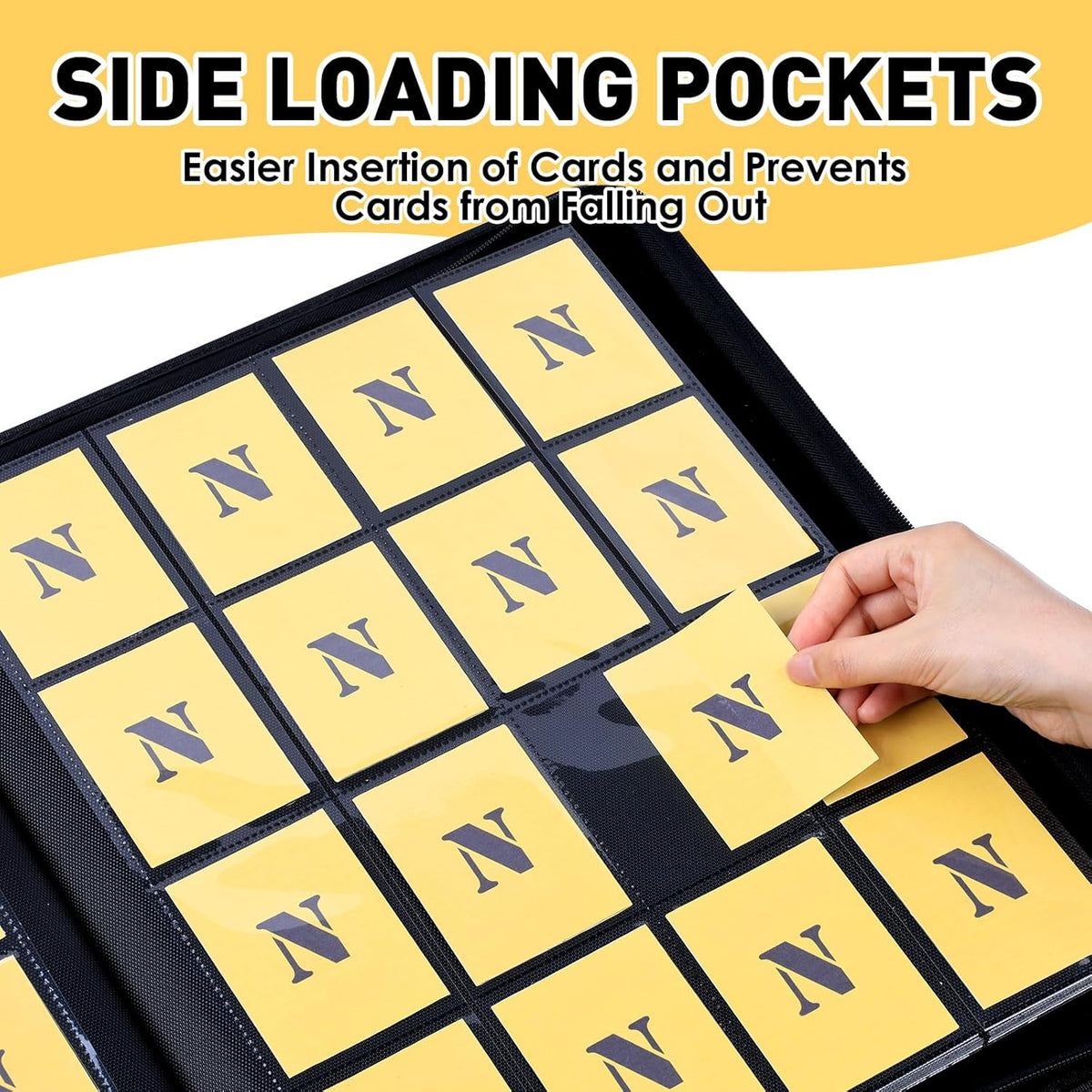 16 Pocket Card Binder,1280 Pockets Ringless Trading Card Binder,Premium Zipper Card Album Folder for TCG,MTG,Game&Sports Cards(BLACK)