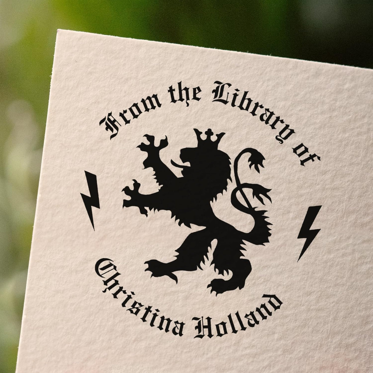 from The Library of Embossers & Stamps for Fantasy Book Readers | Custom Embosser | Custom Stamp | Ex Libris | Elevate Your Fantasy Collection of Stories and Novels (Design 9, Wood Hand Stamp)