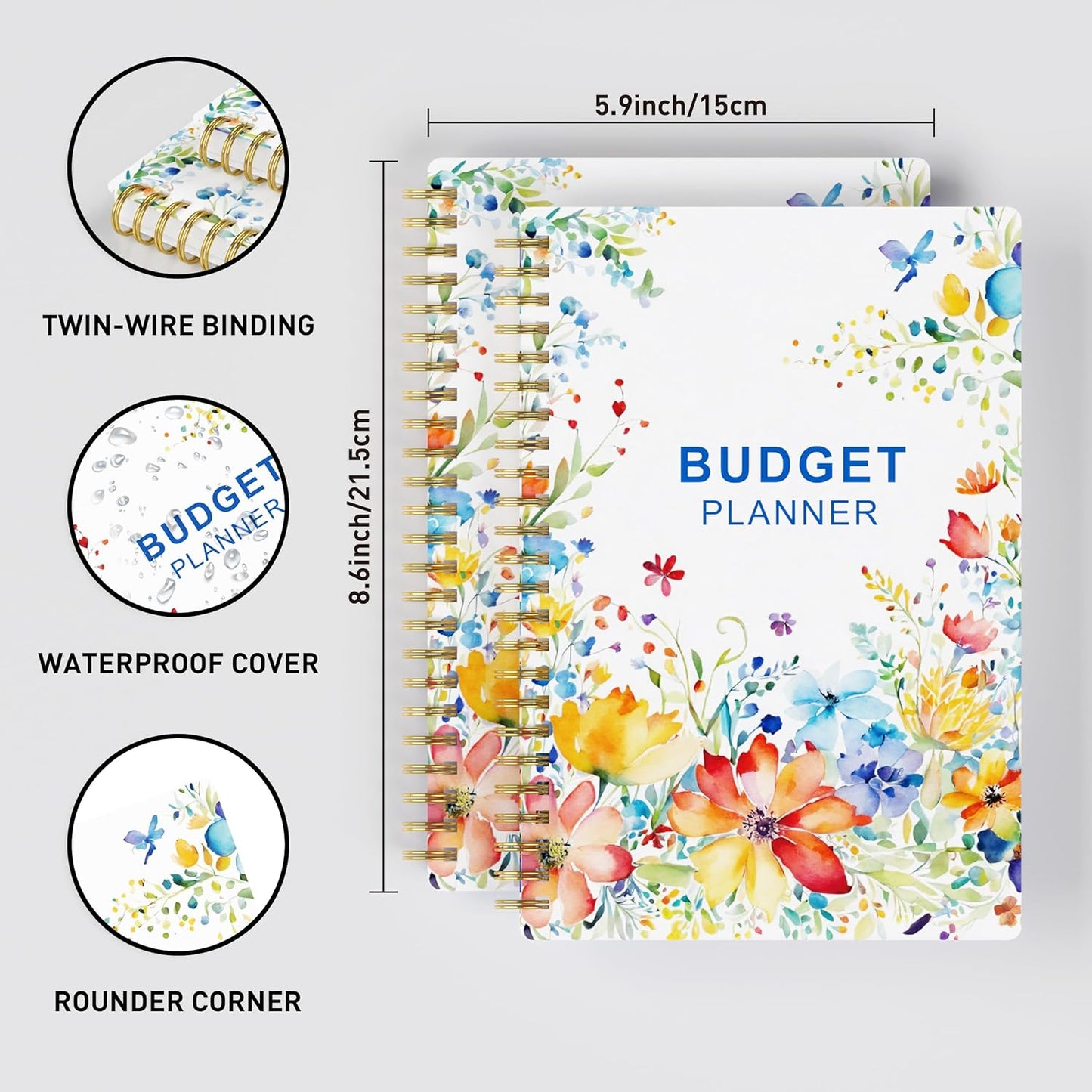 Budget Planner - Monthly Finance Organizer with Expense Tracker Notebook to Manage Your Money Effectively, Undated Finance Planner/Account Book, Start Anytimem,A5(8.6x5.9 inchs),100gsm Paper - Water