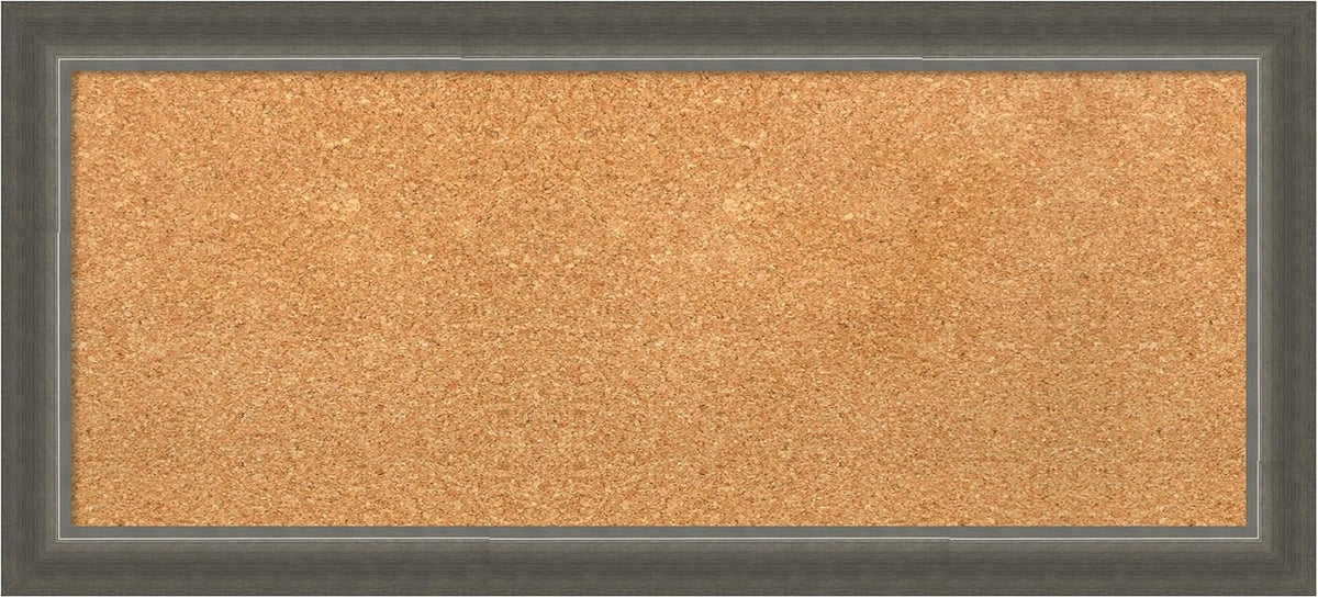 Amanti Art Natural Cork Board for Wall, 15x33 Vision Board with Silver Wood Frame, Medium Corkboard Office Decor for Home Organization, Casual Corkboard Pinboard to Display Items for Home