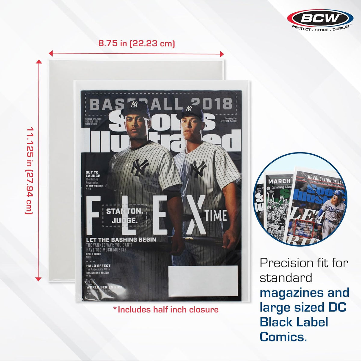 BCW Magazine Bags and Boards – (50 Pack) | Premade Non-Resealable Magazine Protectors | Standard Size 8 ¾" x 11 ⅛" | Magazine Sleeves and Boards Pre-Loaded for Storage and Display