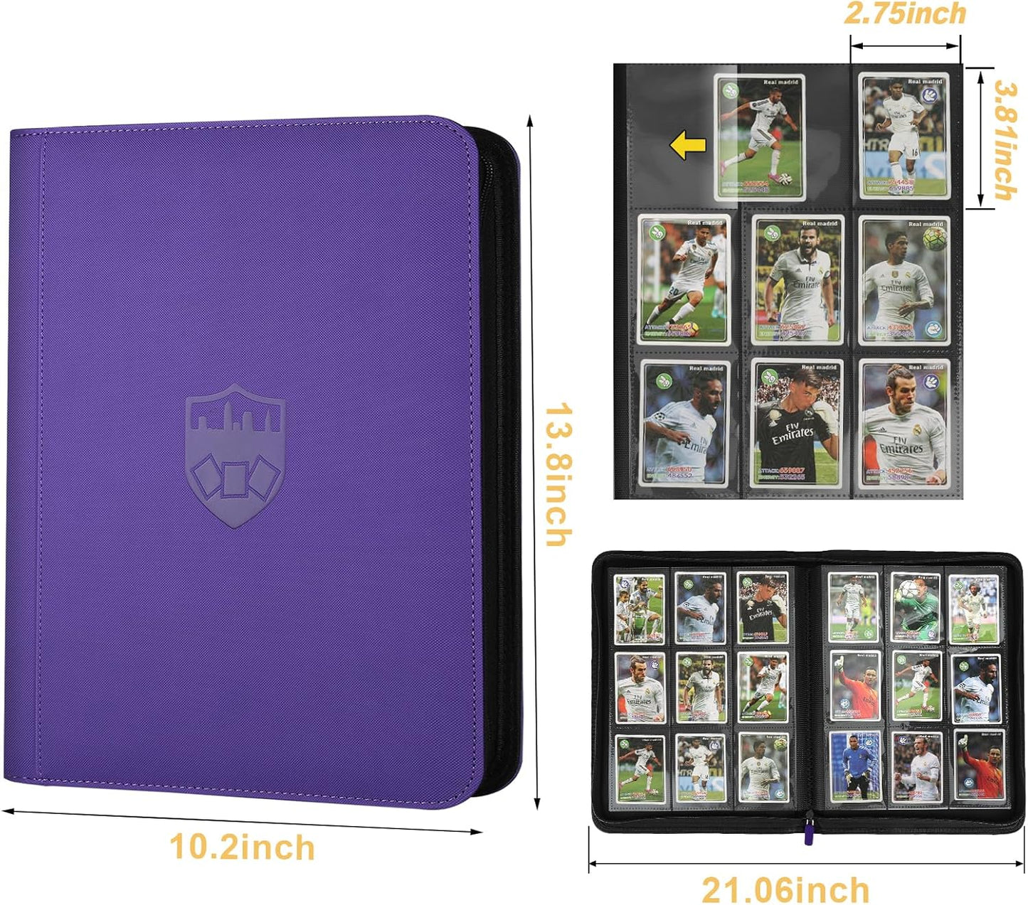 Trading Card Binder 9 Pocket, GERMUN PU Cover Card Binder for 360 Cards, Premium Trading Card Holder Folders, Double Sided Pocket Card Album for MTG, TCG (Purple)