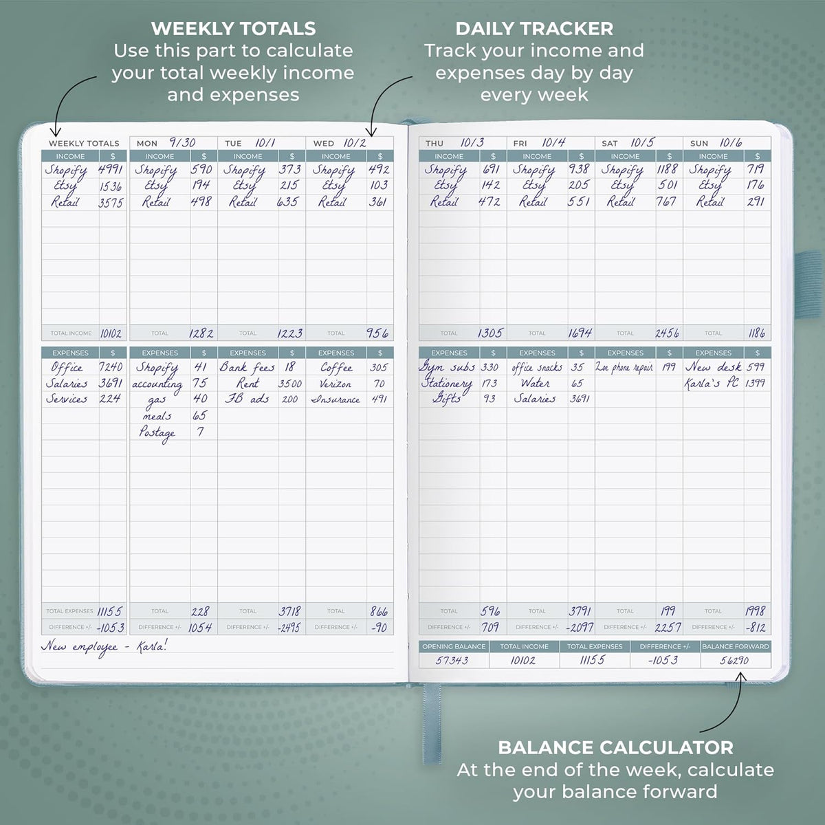 Clever Fox Income & Expense Tracker – Accounting & Bookkeeping Ledger Book for Small Business – 1-Year Record Notebook, A5 (Blue Surf)
