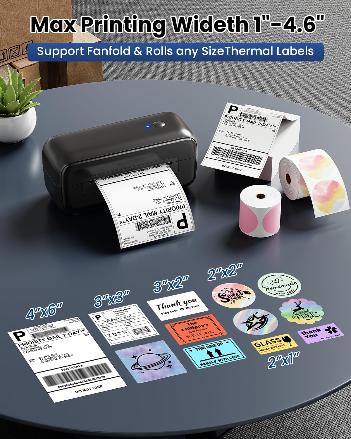Phomemo Bluetooth Thermal Label Printer - 4x6 Shipping Label Printers for Small Business, Packages, Office, Organization - Thermal Printer Compatible with Amazon, Ebay, Shopify, Etsy, USPS, Fedex, DHL