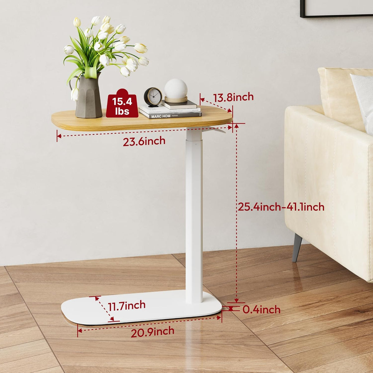 SANODESK Small Standing Desk Pneumatic Height Adjustable Small Sit Stand Desk Laptop Desk Overbed Table Computer Cart for Home Office Computer Workstations(23.6" W x 13.8" D,Maple)