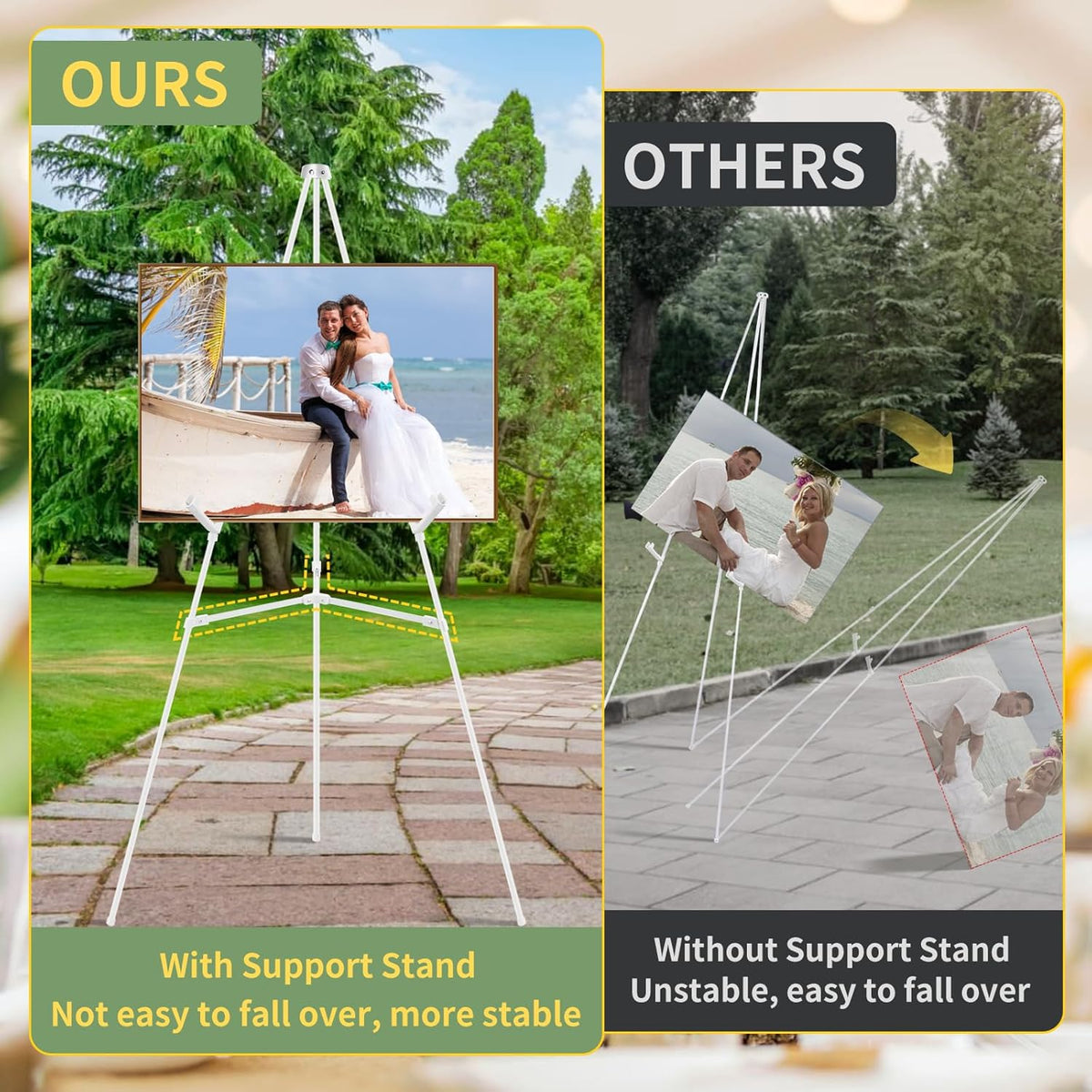 1 PCS White Easel Stand for Wedding Sign Stand, 65 Inch Adjustable Metal Easels for Display, Portable Folding Easel for Wedding, Display Show, Arts, Poster with Portable Bags