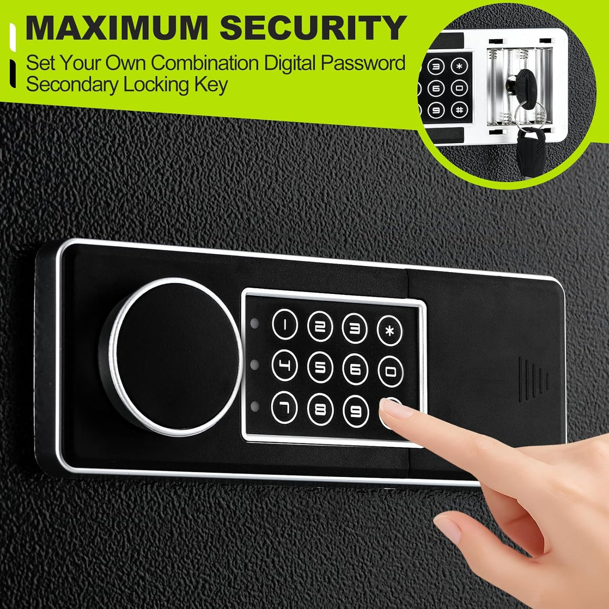 2.0 Cuft Safe Box, Home Safe with Digital Electronic Keypad, Extra Fireproof Bag Protect Personal Document, 12.2 x 13.8 x 19.7 Inches (Exterior), Black